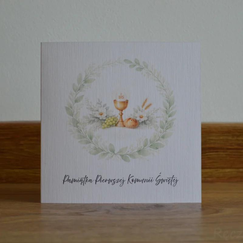 Pamiątka Komunia - Kielich w wianku