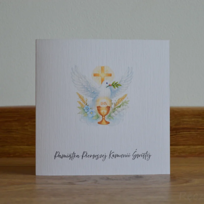 Pamiątka Komunia - Gołąb z kielichem